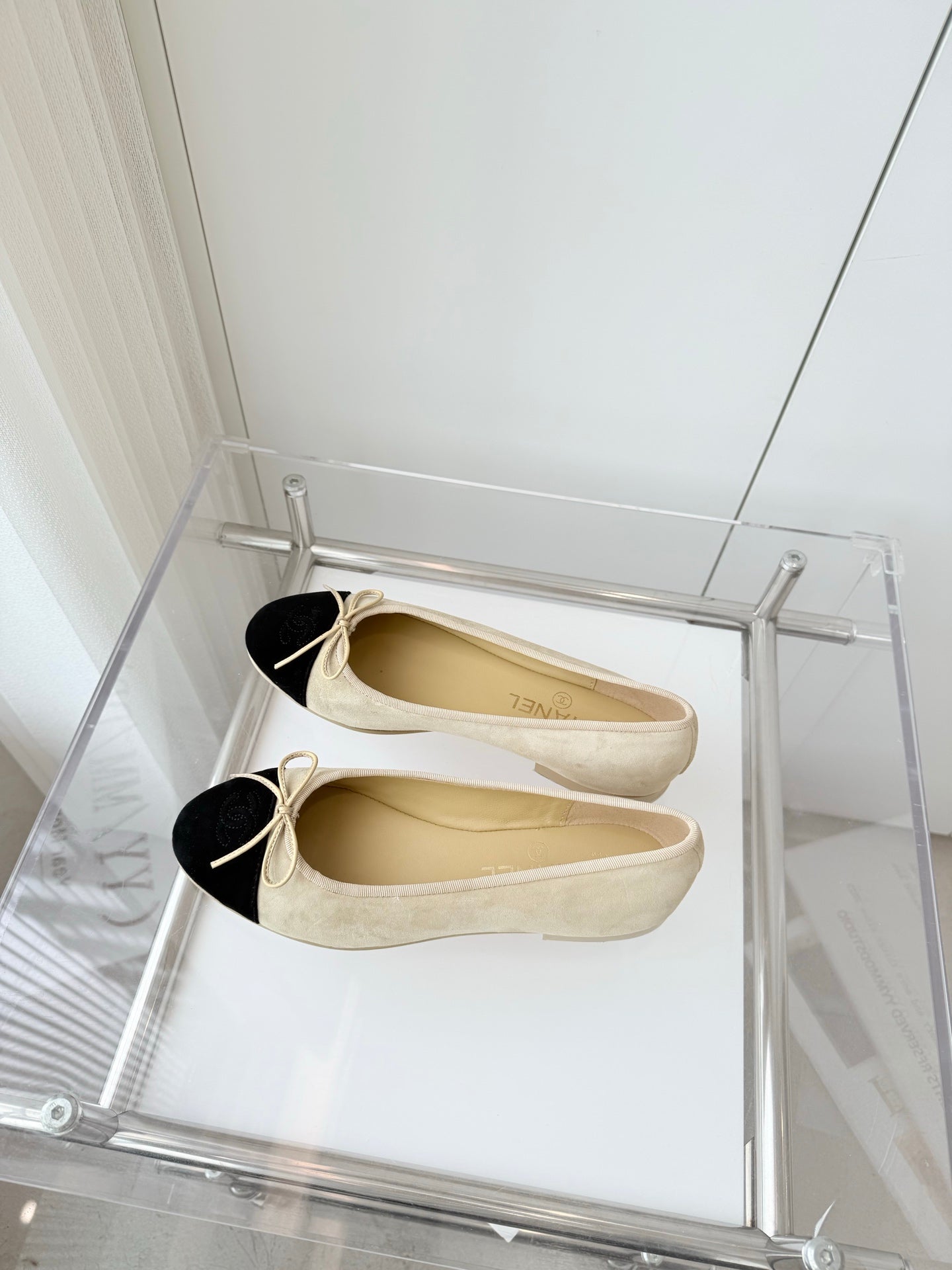 BALLET FLAT IN LIGHT YELLOW MIX BLACK SUEDE