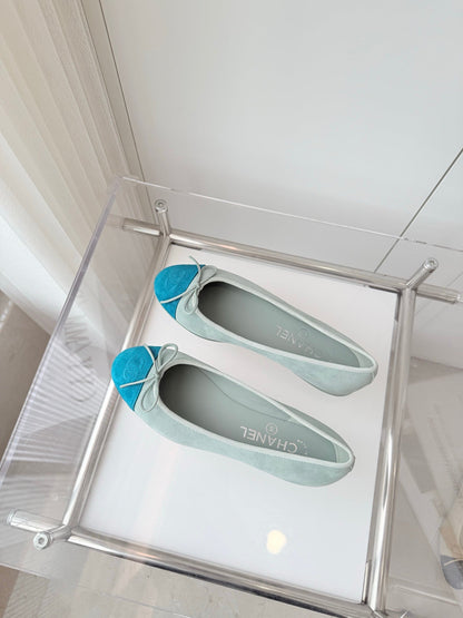 BALLET FLAT IN CERULEAN BLUE MIX PEARL GRAY SUEDE