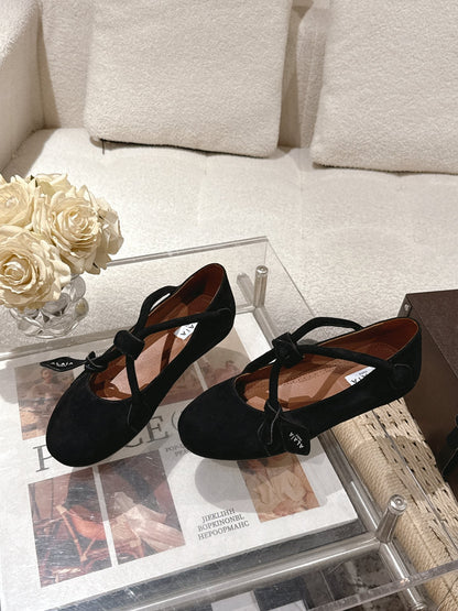 ALAIA 25S BALLET TECKEL IN BLACK SUEDE