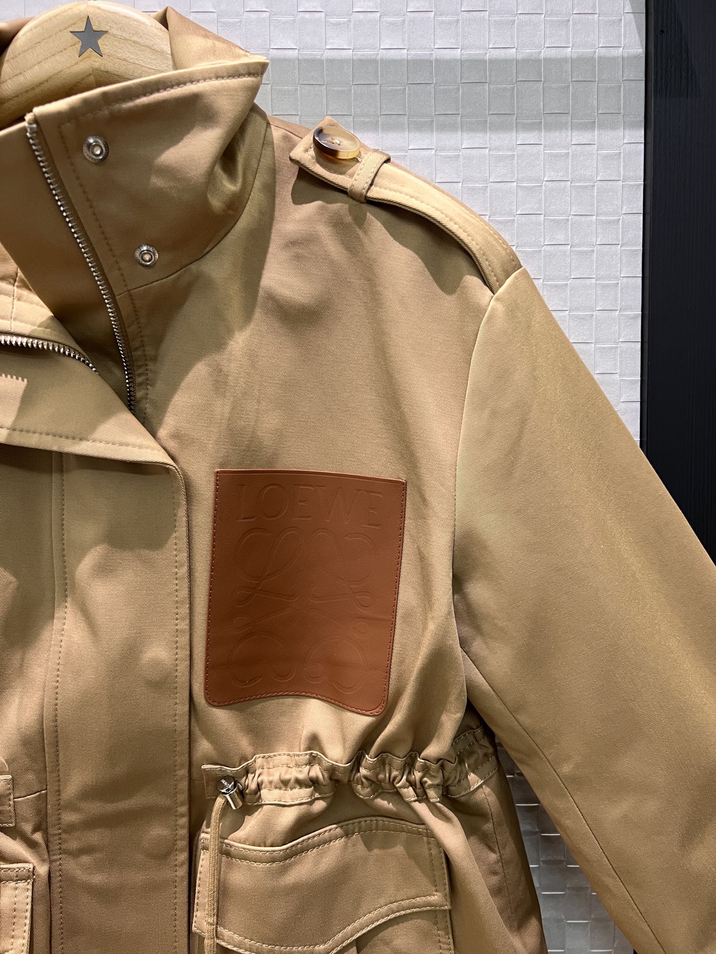 Loewe Style Cotton Twill Jacket With Leather Patch – Style 173