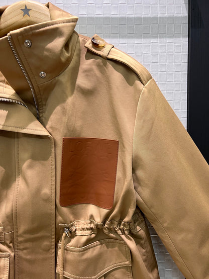 Loewe Style Cotton Twill Jacket With Leather Patch – Style 173