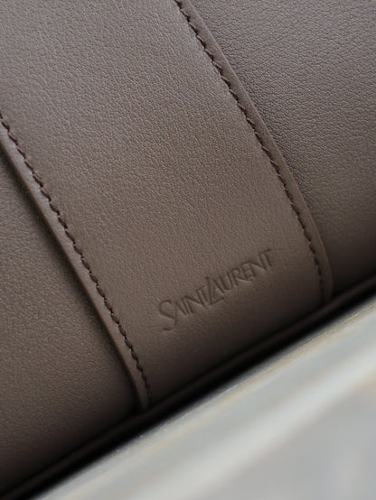 YSL 25S Y TOTE 50 IN PURPLE BROWN CALFSKIN GOLD HARDWARE