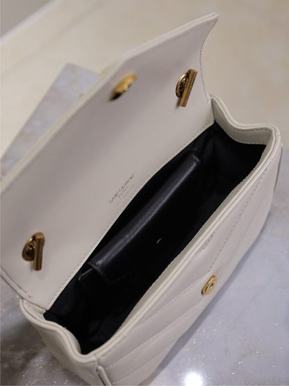 LOULOU MINI 20 IN WHITE SHEEPSKIN GOLD HARDWARE