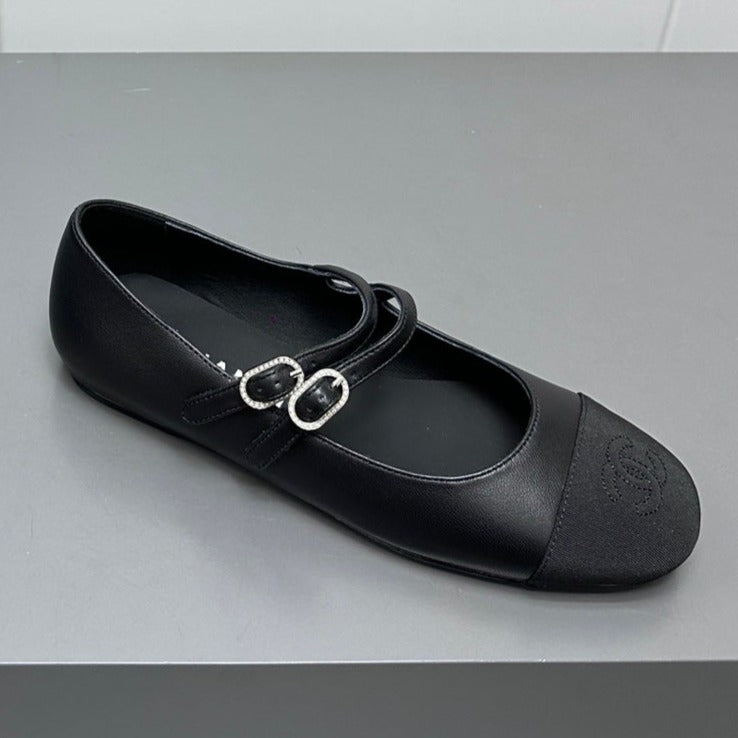 CC pearl Mary Jane flat shoes black