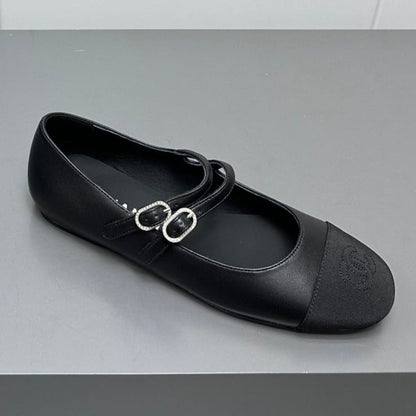 CC pearl Mary Jane flat shoes black