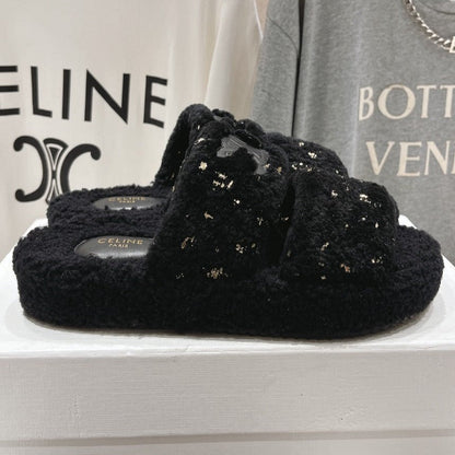 DAD SANDALS BLACK PURE SHEEP WOOL