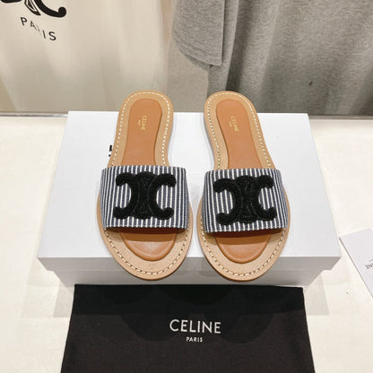 LYMPIA MULE IN TRIOMPHE JACQUARD WOOLLEN FABRIC BLACK CARO