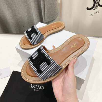 LYMPIA MULE IN TRIOMPHE JACQUARD WOOLLEN FABRIC BLACK CARO