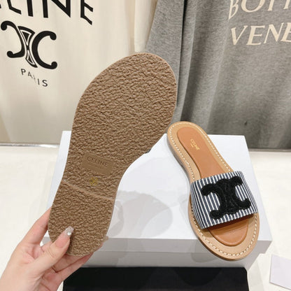 LYMPIA MULE IN TRIOMPHE JACQUARD WOOLLEN FABRIC BLACK CARO