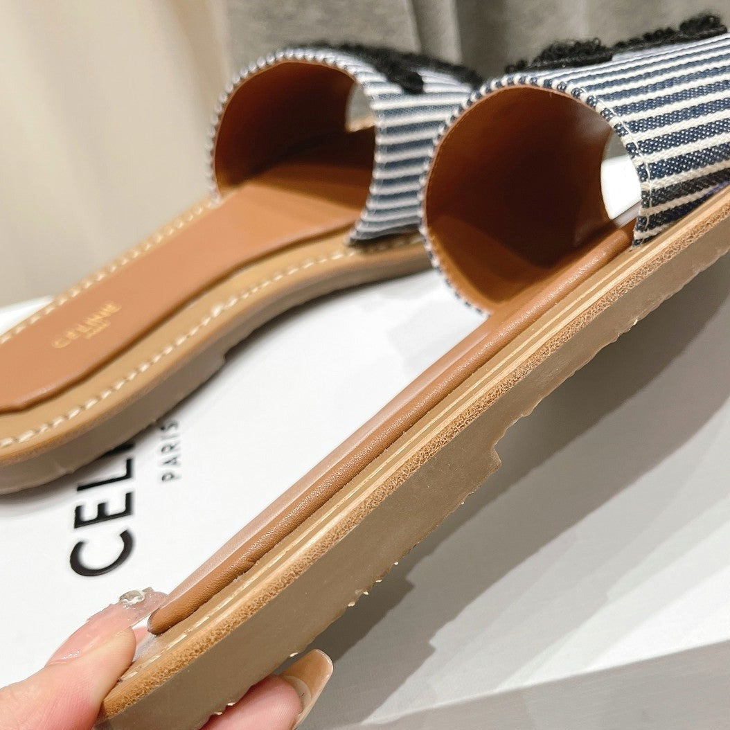 LYMPIA MULE IN TRIOMPHE JACQUARD WOOLLEN FABRIC BLACK CARO