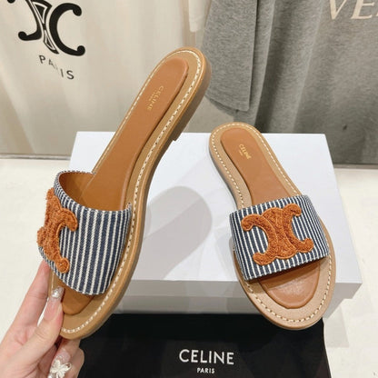 LYMPIA MULE IN TRIOMPHE JACQUARD WOOLLEN FABRIC BROWN BLACK CARO