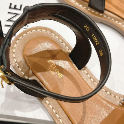 LYMPIA SANDAL IN TRIOMPHE MACCRAMÉ COTTON & CALFSKIN BLACK/NAVY