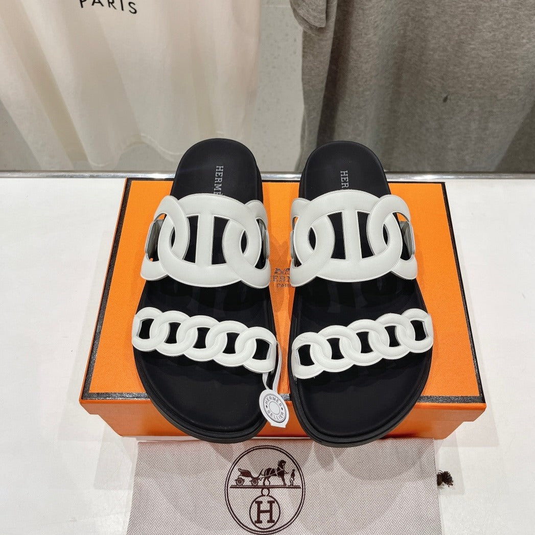EXTRA SANDAL BLACK MIX WHITE CALFSKIN