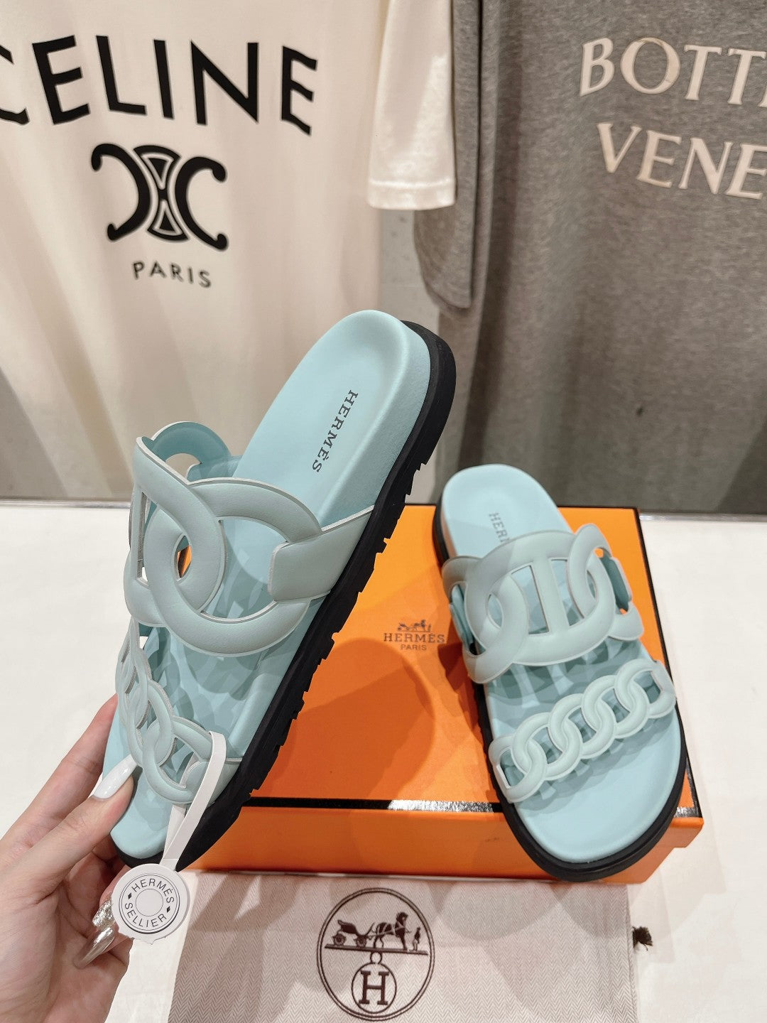 EXTRA SANDAL PASTEL PASTEL BLUE CALFSKIN
