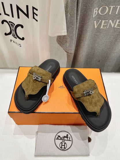 EMPIRE SANDAL BLACK MIX ARMY GREEN SUEDE