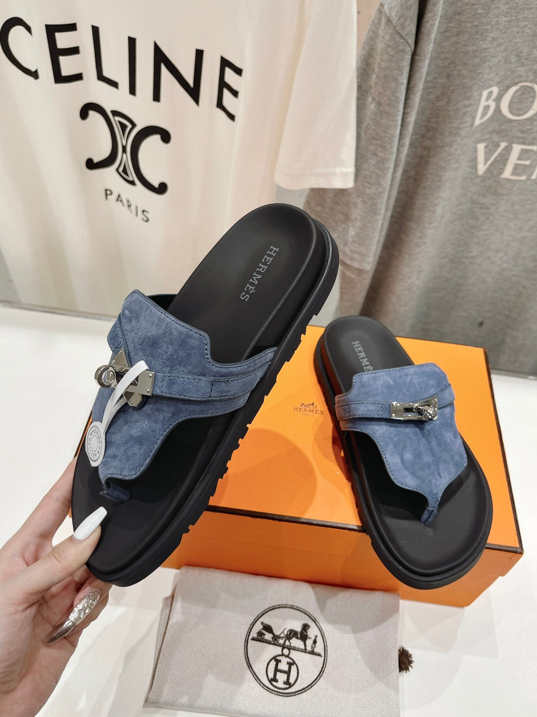 EMPIRE SANDAL BLACK MIX STONE SUEDE