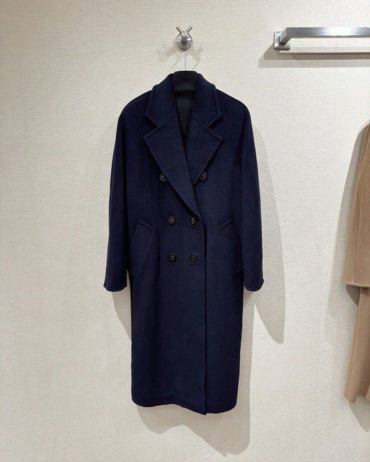 Max Mara Style Women’s Double-Faced 100% Wool & Cashmere Double-Breasted Coat – Ultramarine