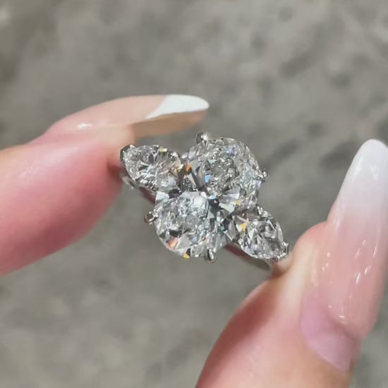 3.01ct Oval Lab Diamond Solitaire Ring – Four-Prong Setting | DE VS IGI Certified | PT950 Platinum