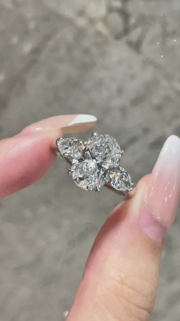 3.01ct Oval Lab Diamond Solitaire Ring – Four-Prong Setting | DE VS IGI Certified | PT950 Platinum